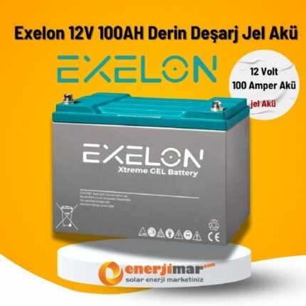 Exelon 12V 100AH Derin Deşarj Jel Akü  | 100 Amper Jel Akü | Jel Akü | Solar Enerji Marketiniz