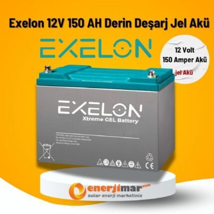 Exelon 12V 150Ah Derin Deşarj Jel Akü  | 150 Amper Jel Akü | Jel Akü | Solar Enerji Marketiniz